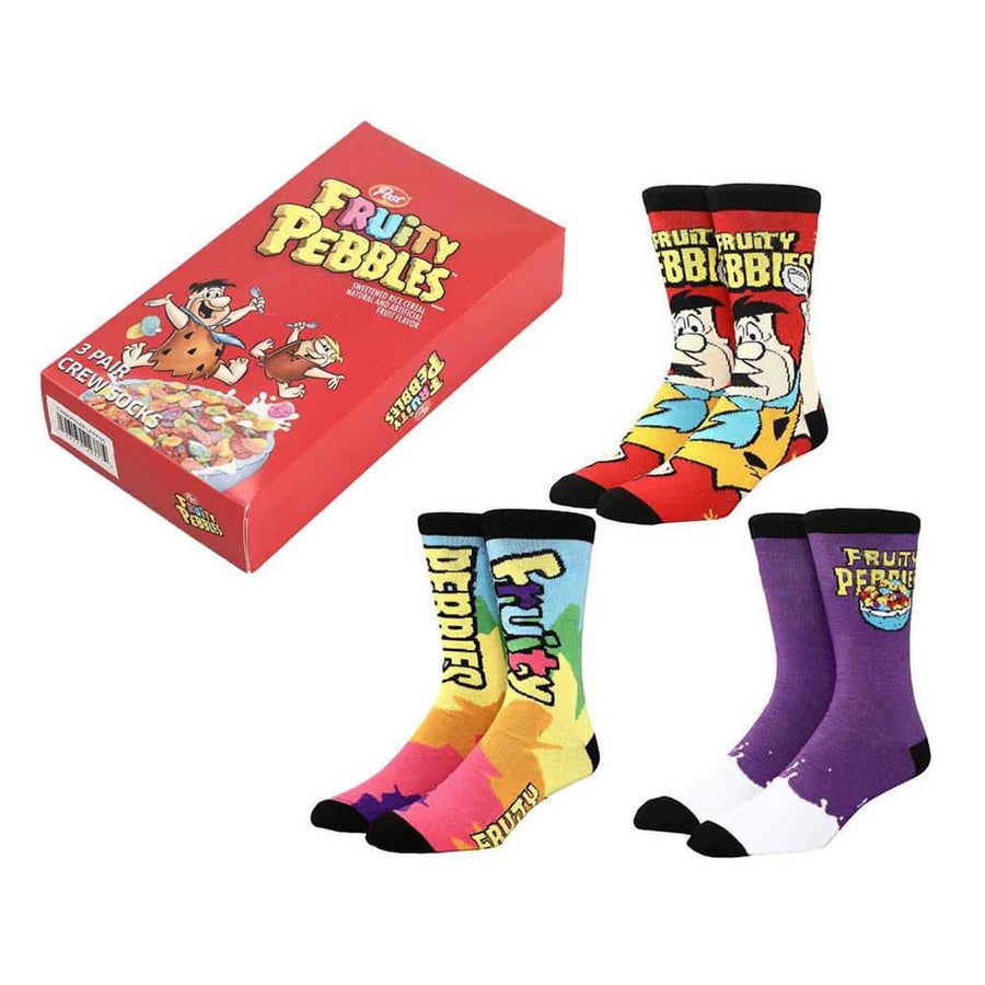 Fruity Pebbles Flinstones Crew Socks Box Set (Pack of 3) - 