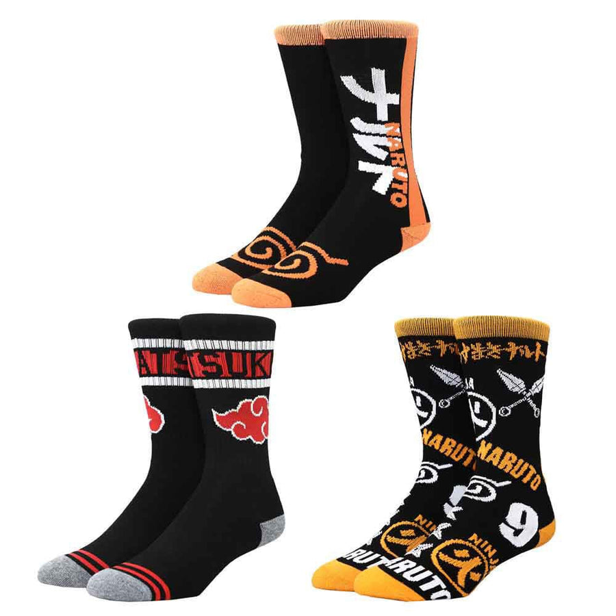 Naruto & Akatsuki 3 Pair Crew Socks - Socks